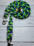 Aquatica with Black, Royal Blue & Lime Green Adjustable Riding Reins