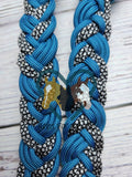 Caribbean Blue & Silver with Black X Flat & Round Adjustable Riding Reins