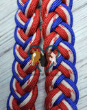 Red, Blue & White with Red X Adjustable Riding Reins