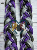 Purple Passion, OD Green & Silver Adjustable Riding Reins