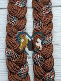 Brown Rust with Gray, Red & Black Adjustable Riding Reins