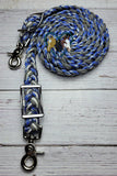 Navy, Gray, White & Blue Patterned Adjustable Riding Reins