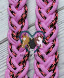 Pink Lilac & Pink/Black Checkered Adjustable Riding Reins