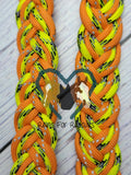 Orange Reflective with Yellow & Black X Adjustable Riding Reins