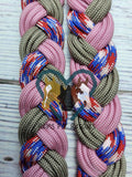 Tan, American Flag & Rose Pink Adjustable Riding Reins