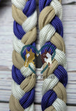 Royal Blue, Tan & White Adjustable Riding Reins