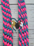 Hot Pink & Neon Turquoise Flat Braided Wither Strap