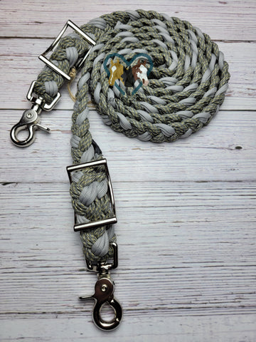 Digital Gray Camo & Silver Adjustable Riding Reins