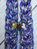 Sneaky Pink & Blue Snake Adjustable Riding Reins