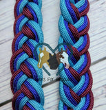 Burgundy, Royal Blue & Turquoise Adjustable Riding Reins