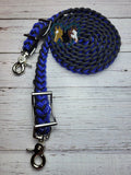 Reflective Electric Blue & Black Adjustable Riding Reins