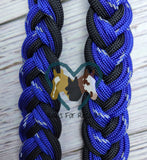 Reflective Electric Blue & Black Adjustable Riding Reins