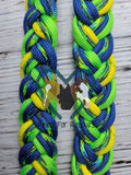 Royal Blue, Neon Green & Yellow Reflective Adjustable Riding Reins