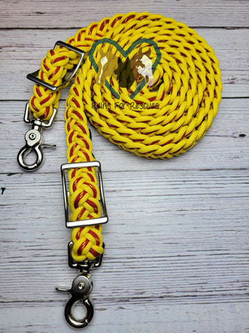 Red with Yellow & Yellow Speck Adjustable Riding Reins