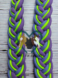 Purple, Lilac & Neon Green Adjustable Riding Reins