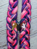 Neon Pink & Purple with Fuchsia & Baby Pink Adjustable Riding Reins