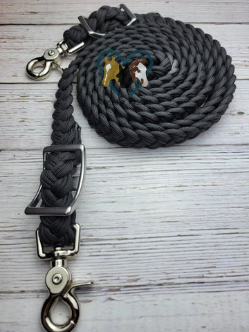 Solid Black Adjustable Riding Reins