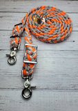 Sneaky Orange Camo with Orange, Gray & White Adjustable Riding Reins