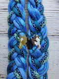 Turquoise, Caribbean & Royal Blues with White X Adjustable Riding Reins