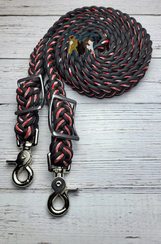 Black, Red & White Checkered Adjustable Riding Reins