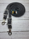 Charcoal & Black Adjustable Riding Reins