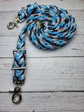 Blue, Silver, Black & White Patterned Adjustable Riding Reins