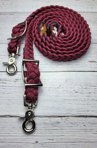 Burgundy Adjustable Riding Reins