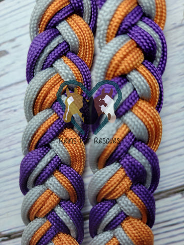 Purple, Silver & Orange Adjustable Riding Reins