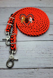 Orange & Black 8 ft Adjustable Riding Reins