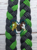 Neon Green & Black Stripe Adjustable Riding Reins