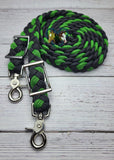 Neon Green & Black Stripe Adjustable Riding Reins