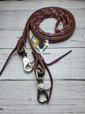 Leather Riding Reins with Purple Lacing