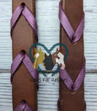 Leather Riding Reins with Purple Lacing