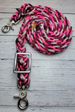 Pretty in Pink, Burgundy, Black & Silver Adjustable Riding Reins