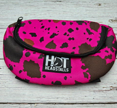 Pink Cowhide Saddle Pouch