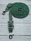Green X & BLING Adjustable Riding Reins