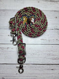 8 Foot Gold with Black X & Burgundy Adjustable Riding Reins