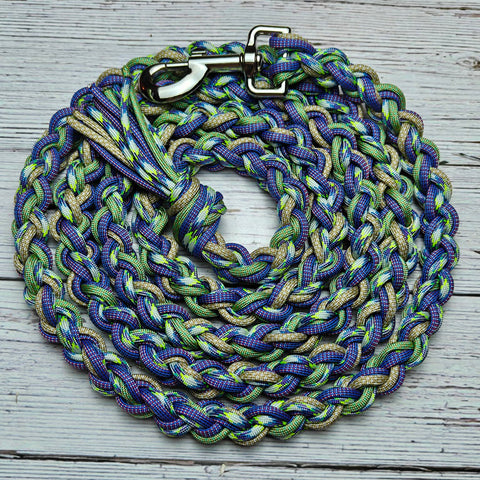 Zombie Dawn, Neon Green, Purple & Tan Lead Rope