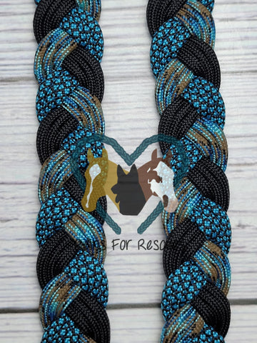 Abyss, Black, Turquoise with Black X Adjustable Riding Reins
