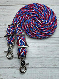 Flag, Burgundy & White Adjustable Reins