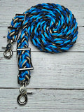 Bruiser, Black, Tan & Blue Adjustable Reins