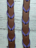 Acid Purple with Silver Diamonds, 8.25 ft Leather Reins, Adjustable