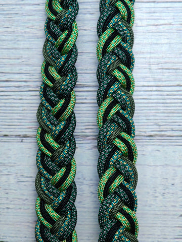 Greens with Turquoise X & Black Adjustable Reins