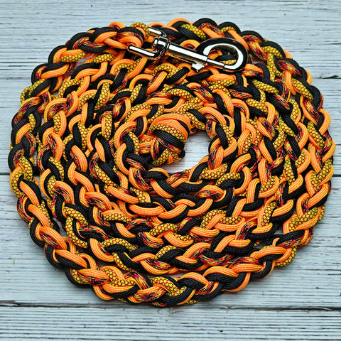 Yellow with Red X, Flame, Black & Orange Lead Rope