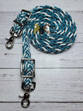 Neon Teal & White Adjustable Riding Reins
