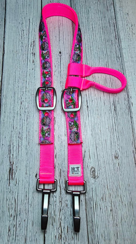 Hot Pink Baby Yoda One-Ear Horse Headstall