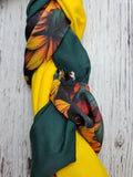 Sunflowers, Hunter Green & Yellow Braided Tail Bag by Cactus Tails