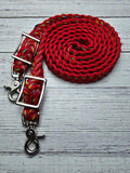 8.5 foot Red & Tie Dye Adjustable Reins