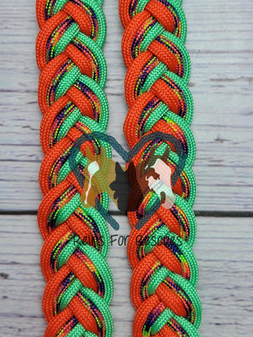 Mint, Hippie & Orange Adjustable Riding Reins