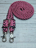 Rose Pink Diamonds, Black & Fuchsia X Adjustable Reins